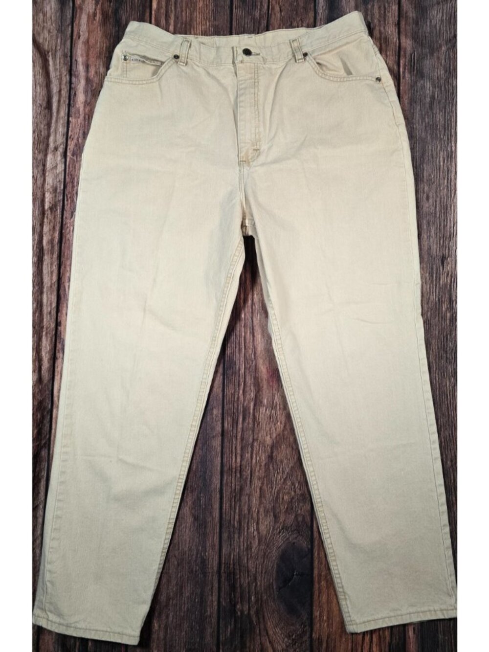 Lee Riders Vtg Mom Jeans USA Made High Waist Cotton Cream Outdoor Women's 18M